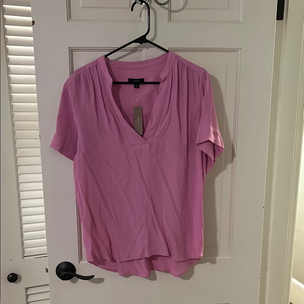 J. Crew Pink V-Neck Short Sleeve blouse